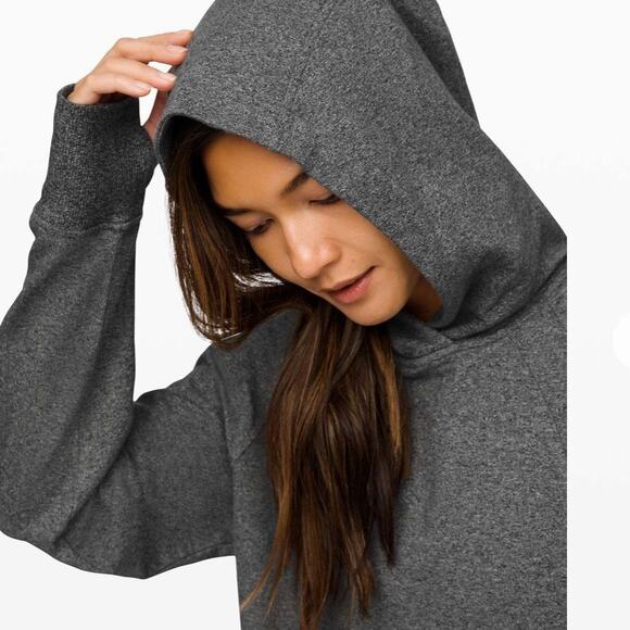 Lululemon Scuba Hoodie Pullover Sweatshirt Womens Size 8 Gray Pockets Logo Cozy - Picture 4 of 11